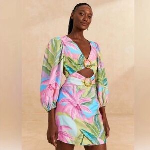 FARM RIO Beach Vibe Cut Out Mini Dress, SIZE MEDIUM 0931